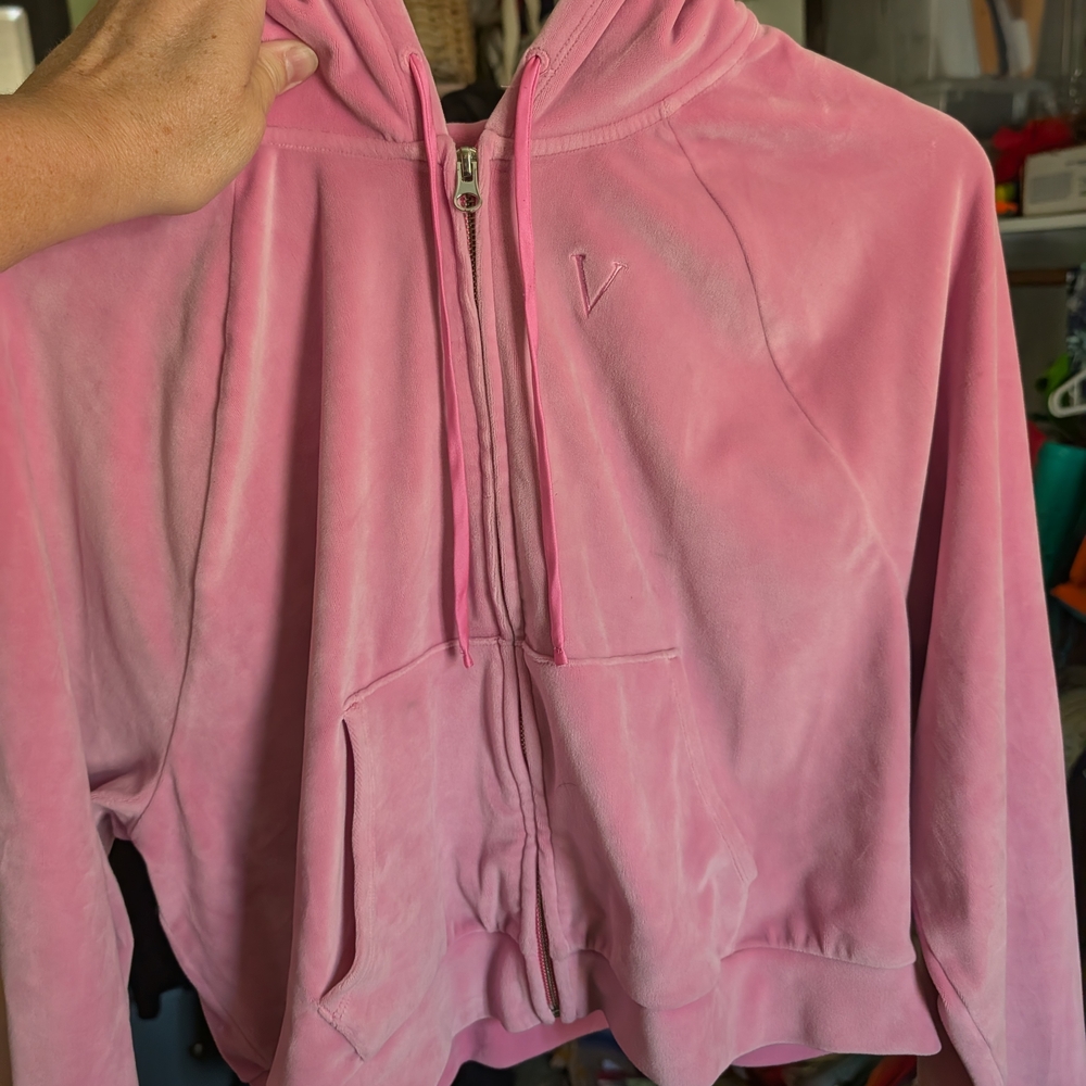 Victoria's Secret Pink Velour Zip Hoodie Jacket